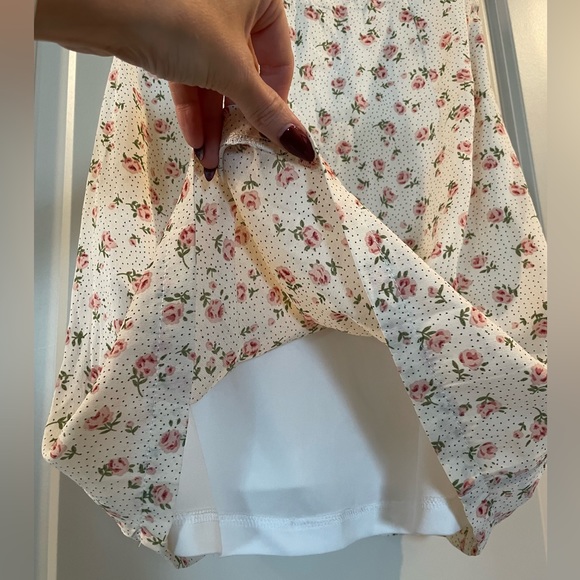 Refreshing Floral Printed Sweetheart Neck Mini Dress. - Picture 7 of 8